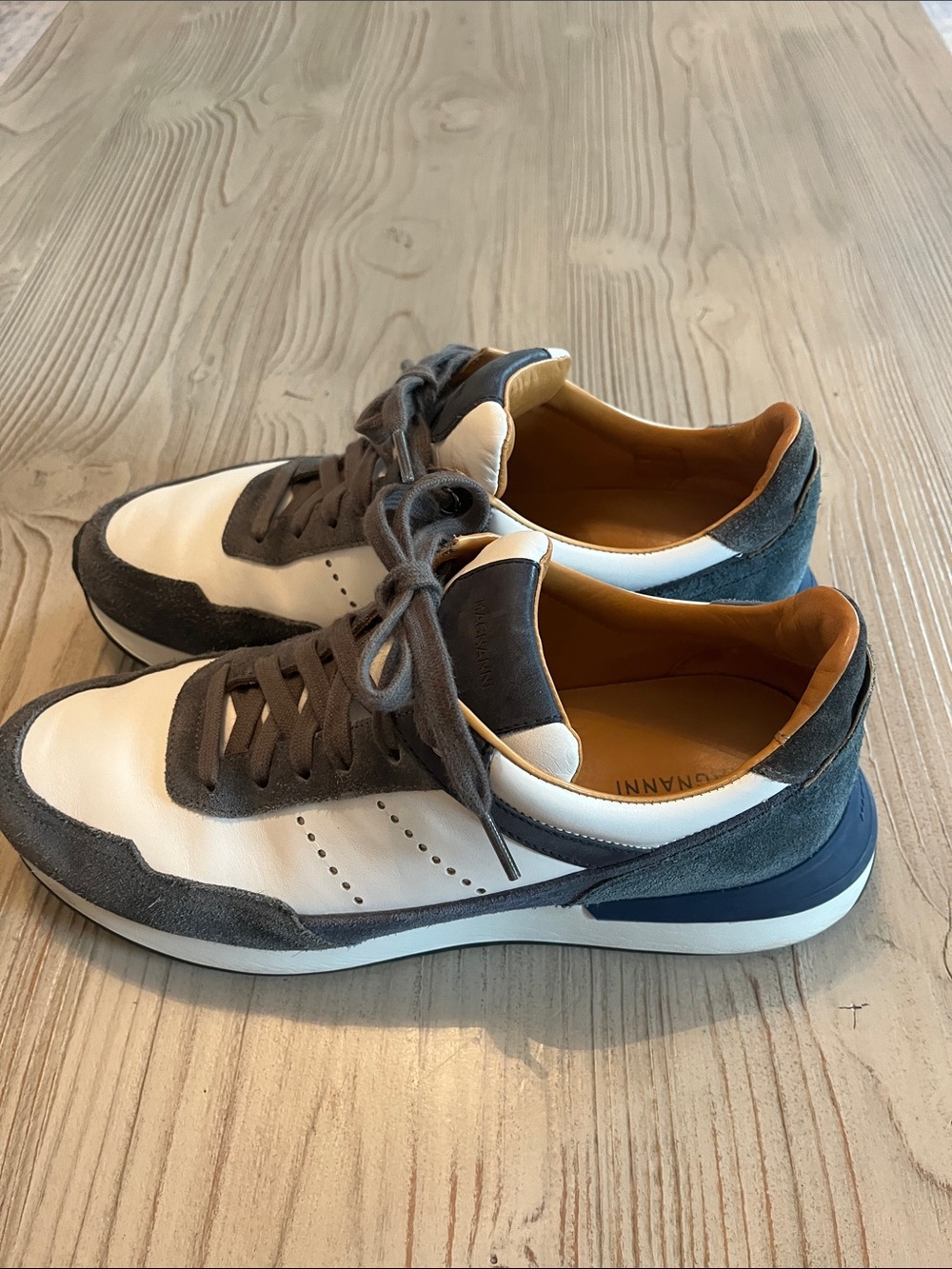 Maganni Casual Leather & Suede Sneaker White and Gray men’s size 8.5